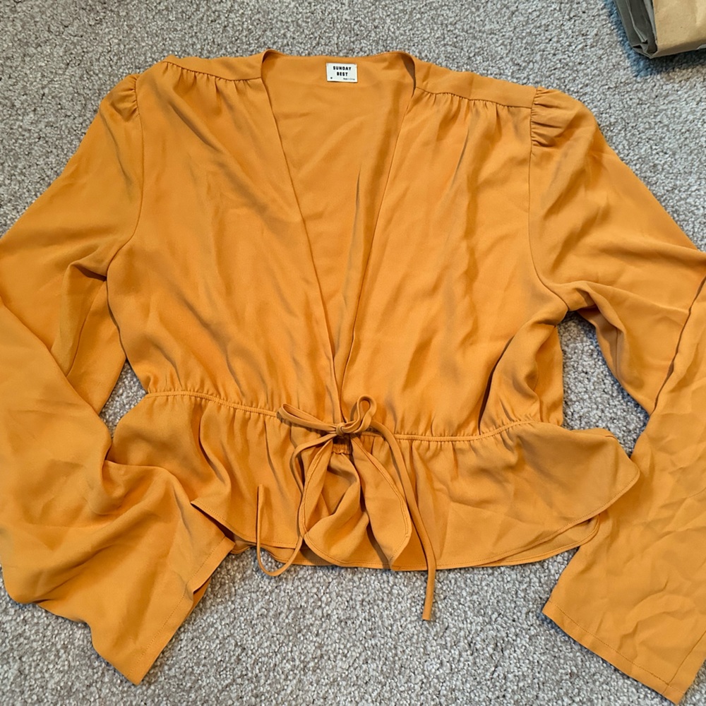 Aritzia Sunday Best Tie Cropped Long Sleeve